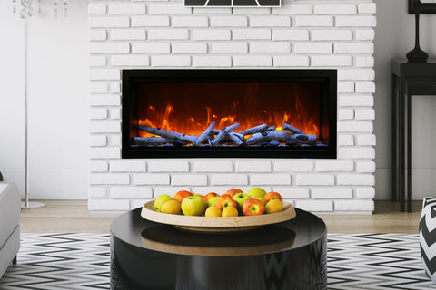 Image of Amantii Symmetry 50'' Built In Fully Recessed Flush Mount Linear Indoor & Outdoor Electric Fireplace | Extra Tall Deep | SYM-50-XT | Electric Fireplaces Depot
