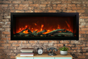Amantii Symmetry 50'' Built In Fully Recessed Flush Mount Linear Indoor & Outdoor Electric Fireplace | Extra Tall Deep | SYM-50-XT | Electric Fireplaces Depot