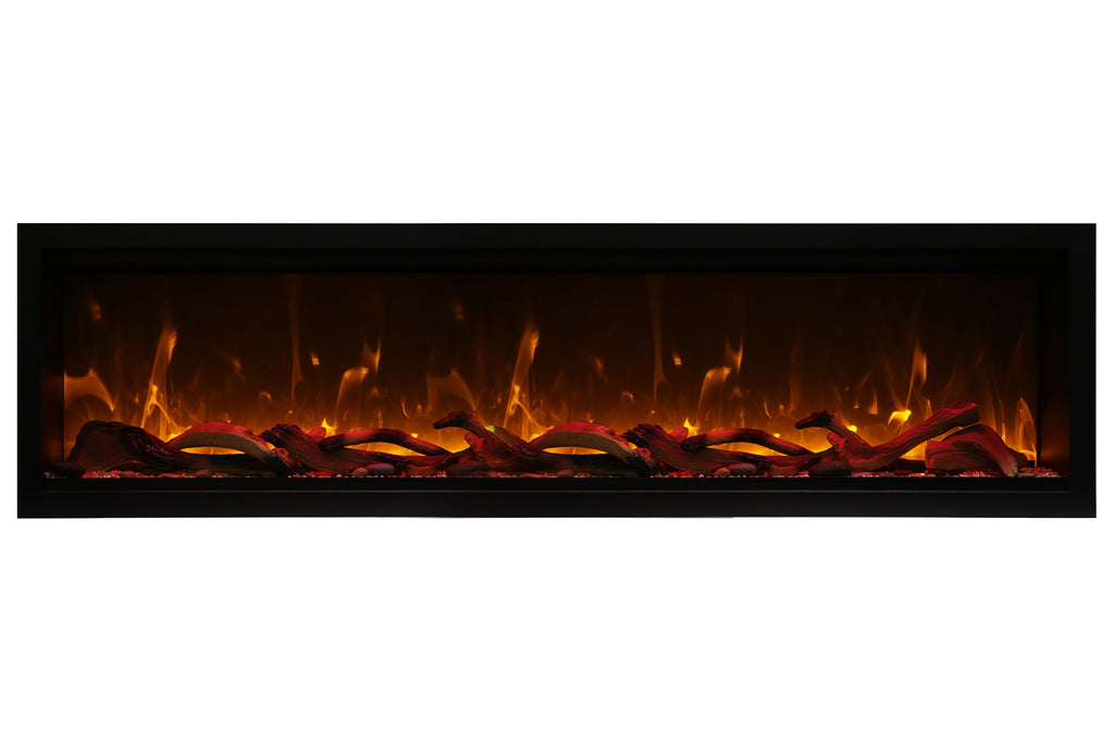 Amantii Symmetry 74'' Built In Fully Recessed Flush Mount Linear Indoor & Outdoor Electric Fireplace | Extra Tall Deep | SYM-74-XT | Electric Fireplaces Depot