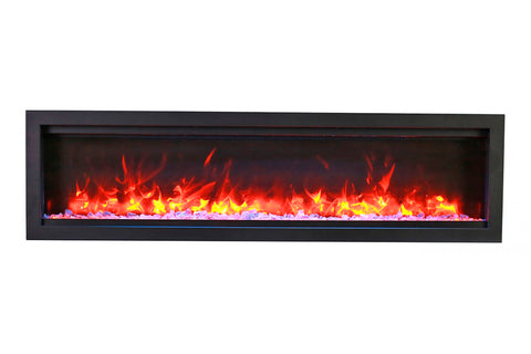 Image of Amantii Symmetry Bespoke 74-inch Wall Mount Recessed Linear Indoor & Outdoor Electric Fireplace | SYM-74 BESPOKE | Electric Fireplaces Depot
