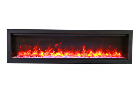 Image of Amantii Symmetry Bespoke 74-inch Wall Mount Recessed Linear Indoor & Outdoor Electric Fireplace | SYM-74 BESPOKE | Electric Fireplaces Depot