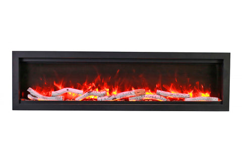 Image of Amantii Symmetry Bespoke 60-inch Wall Mount Recessed Linear Indoor & Outdoor Electric Fireplace | SYM-60 BESPOKE | Electric Fireplaces Depot