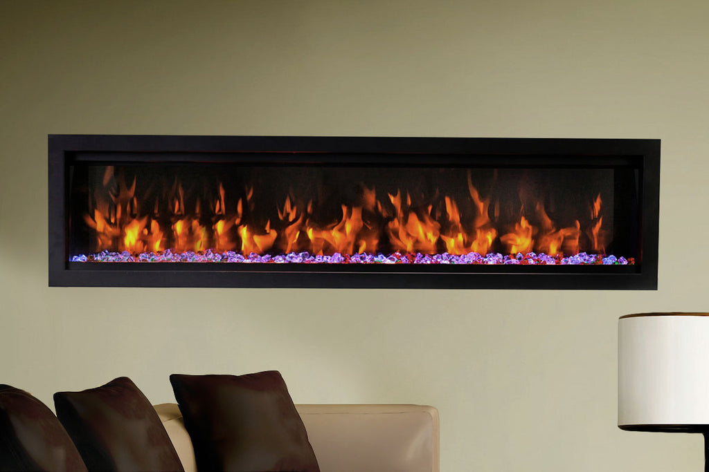 Amantii Symmetry Bespoke 74-inch Wall Mount Recessed Linear Indoor & Outdoor Electric Fireplace | SYM-74 BESPOKE | Electric Fireplaces Depot