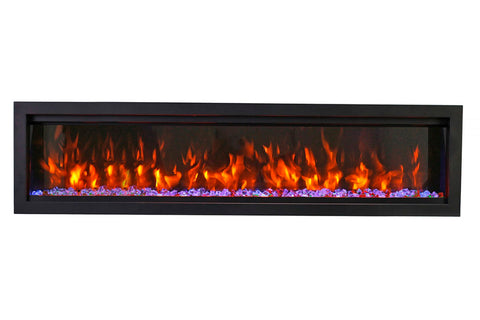 Image of Amantii Symmetry Bespoke 74-inch Wall Mount Recessed Linear Indoor & Outdoor Electric Fireplace | SYM-74 BESPOKE | Electric Fireplaces Depot