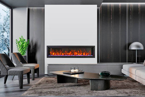 Image of Amantii Symmetry Bespoke 60-inch Wall Mount Recessed Linear Indoor & Outdoor Electric Fireplace | SYM-60 BESPOKE | Electric Fireplaces Depot