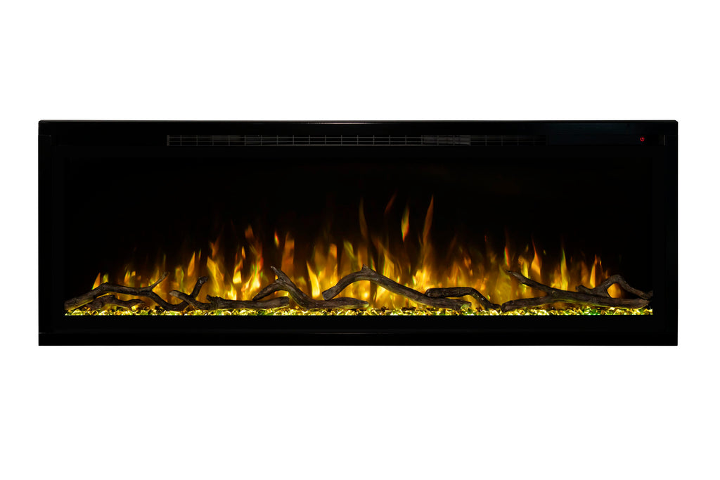 Modern Flames Allwood Wall System in Driftwood Gray with Spectrum Slimline 60 in Electric Fireplace AFWS-DW SPS Fireplace