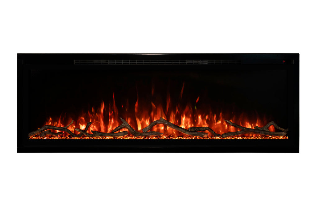 Modern Flames Allwood Wall System in Driftwood Gray with Spectrum Slimline 60 in Electric Fireplace AFWS-DW SPS Fireplace