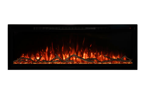 Image of Modern Flames Allwood Wall System in Driftwood Gray with Spectrum Slimline 60 in Electric Fireplace AFWS-DW SPS Fireplace