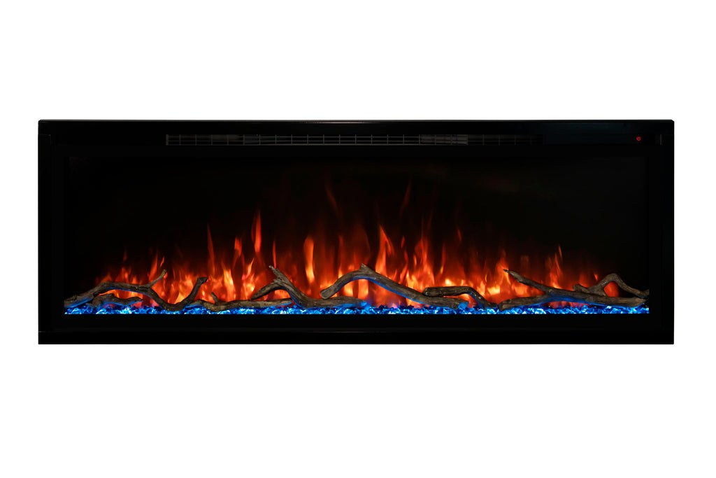 Modern Flames Allwood Wall System in Driftwood Gray with Spectrum Slimline 60 in Electric Fireplace AFWS-DW SPS Fireplace