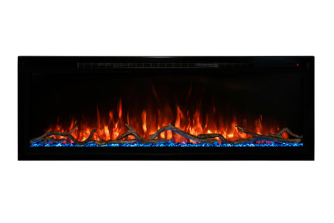 Image of Modern Flames Allwood Wall System in Driftwood Gray with Spectrum Slimline 60 in Electric Fireplace AFWS-DW SPS Fireplace