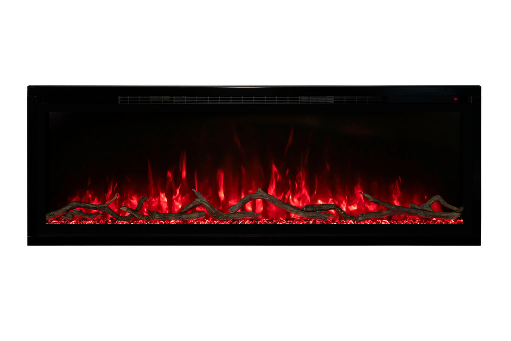 Modern Flames Allwood Wall System in Driftwood Gray with Spectrum Slimline 60 in Electric Fireplace AFWS-DW SPS Fireplace