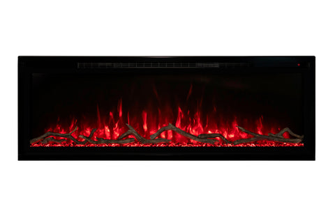 Image of Modern Flames Allwood Wall System in Driftwood Gray with Spectrum Slimline 60 in Electric Fireplace AFWS-DW SPS Fireplace