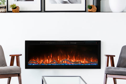 Image of Modern Flames Spectrum Slimline 50 inch Wall Mount Built in Electric Fireplace Insert | Fully Recessed 4'' Wall | SPS-50B | Electric Fireplaces Depot