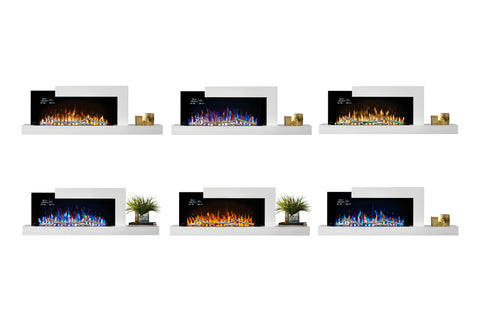 Image of Napoleon Stylus Cara Elite Smart 60'' White Wall Mount Electric Fireplace with Shelf