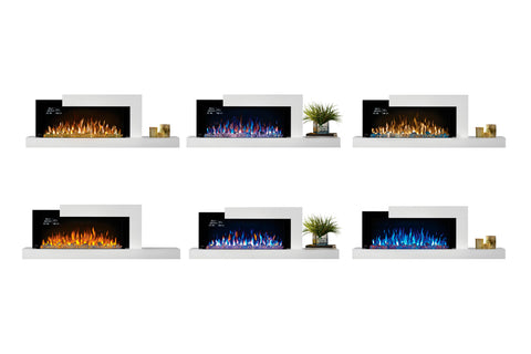 Image of Napoleon Stylus Cara Elite Smart 60'' White Wall Mount Electric Fireplace with Shelf