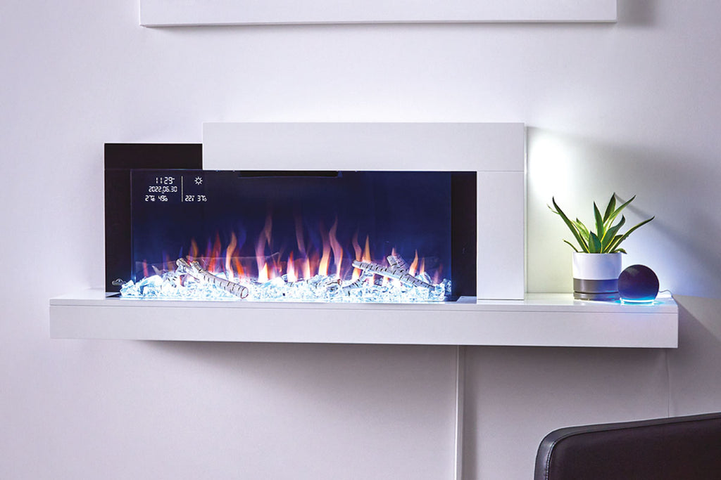Napoleon Stylus Cara Elite Smart 60'' White Wall Mount Electric Fireplace with Shelf