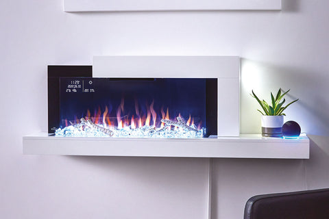 Image of Napoleon Stylus Cara Elite Smart 60'' White Wall Mount Electric Fireplace with Shelf