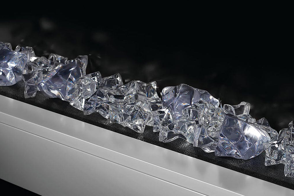 Napoleon Stylus Cara Wall Mount Surface Mount Electric Fireplace with Shelf | NEFP32-5019W | White Modern Electric Firepalce with Logs and Crystals | Electric Fireplaces Depot