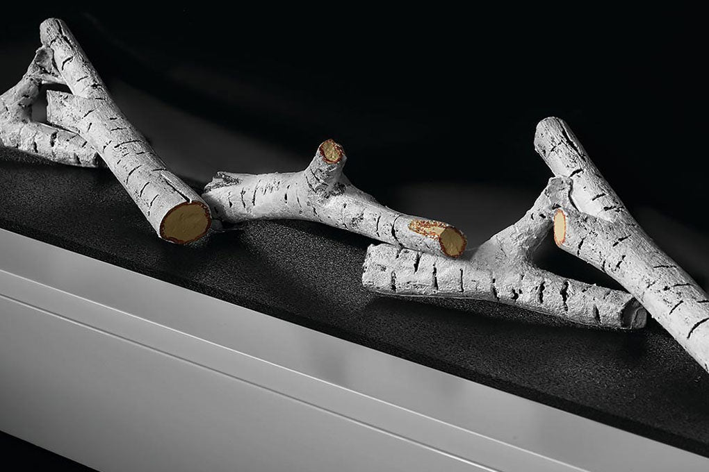 Napoleon Stylus Cara Wall Mount Surface Mount Electric Fireplace with Shelf | NEFP32-5019W | White Modern Electric Firepalce with Logs and Crystals | Electric Fireplaces Depot