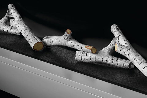 Image of Napoleon Stylus Cara Wall Mount Surface Mount Electric Fireplace with Shelf | NEFP32-5019W | White Modern Electric Firepalce with Logs and Crystals | Electric Fireplaces Depot