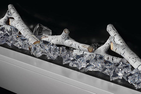 Image of Napoleon Stylus Cara Wall Mount Surface Mount Electric Fireplace with Shelf | NEFP32-5019W | White Modern Electric Firepalce with Logs and Crystals | Electric Fireplaces Depot