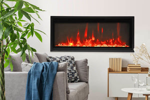 Amantii Symmetry 42 inch Xtra Slim Fully Recessed Wall Mount Linear Electric Fireplace - SYM-SLIM-42 SYM-42-XTRASLIM
