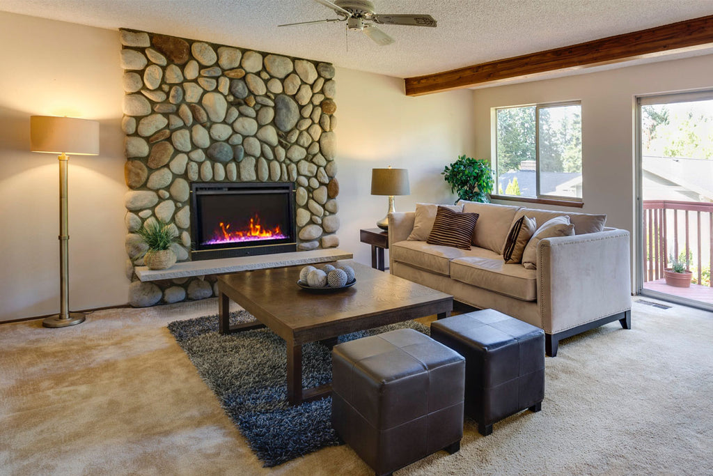 Amantii Traditional Extra Slim 33-Inch Built-In Electric Firebox Insert | Electric Fireplace Heater | TRD-33-XS | Electric Fireplaces Depot