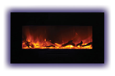 Image of Amantii 44 inch Built In Flush Mount Wall Mount Linear Electric Fireplace | Black or White | WM-FM-34-4423-BG | Electric Fireplaces Depot