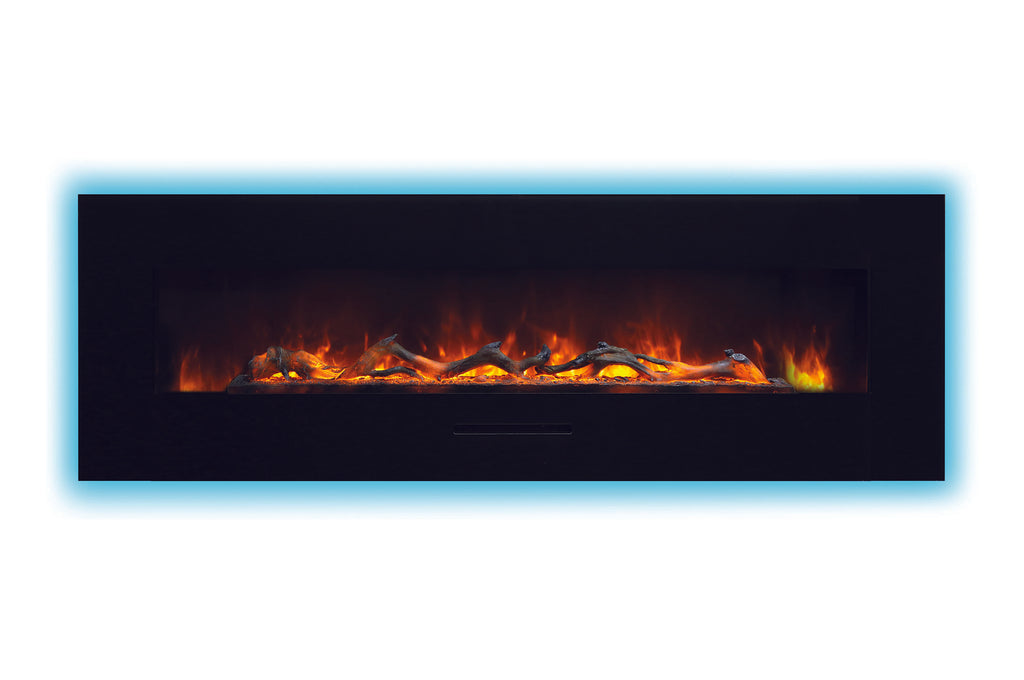 Amantii 70 inch Built In Flush Mount Wall Mount Linear Electric Fireplace | Black or White | WM-FM-60-7023-BG | Electric Fireplaces Depot