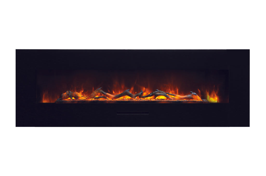 Amantii 70 inch Built In Flush Mount Wall Mount Linear Electric Fireplace | Black or White | WM-FM-60-7023-BG | Electric Fireplaces Depot