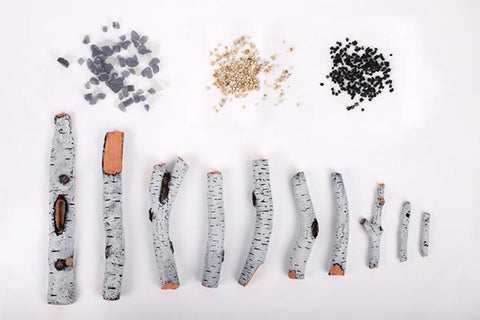 Image of Sierra Flame 28-inch Cast Iron Freestanding Electric Stove - Electric Fireplace Heater - Birch Log Set - Electric Fireplaces Depot