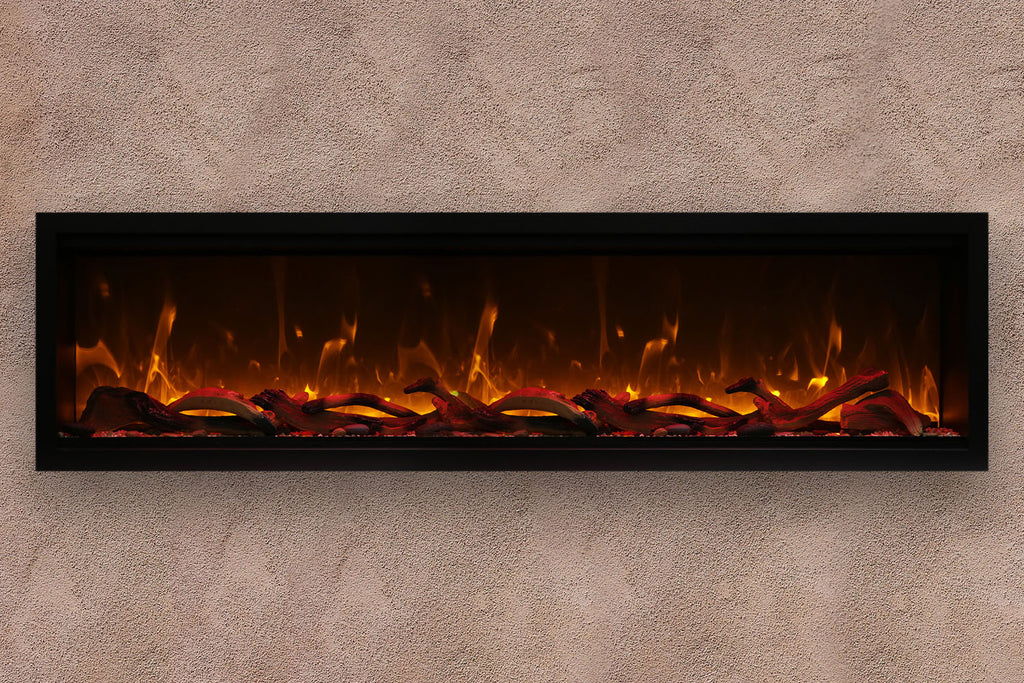 Amantii Symmetry 74'' Built In Fully Recessed Flush Mount Linear Indoor & Outdoor Electric Fireplace | Extra Tall Deep | SYM-74-XT | Electric Fireplaces Depot