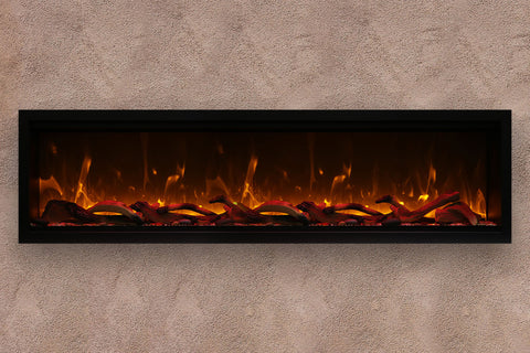 Image of Amantii Symmetry 74'' Built In Fully Recessed Flush Mount Linear Indoor & Outdoor Electric Fireplace | Extra Tall Deep | SYM-74-XT | Electric Fireplaces Depot