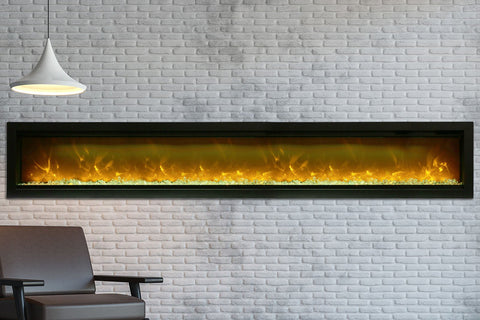 Image of Amantii Symmetry 100'' Built In Fully Recessed Flush Mount Linear Indoor & Outdoor Electric Fireplace | SYM-100 | Electric Fireplaces Depot