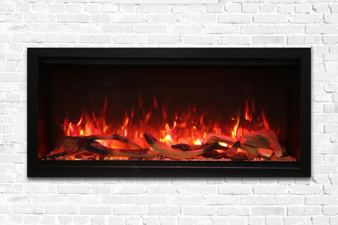 Image of Amantii Symmetry 42'' Built In Fully Recessed Flush Mount Linear Indoor & Outdoor Electric Fireplace | Extra Tall Deep | SYM-42-XT | Electric Fireplaces Depot