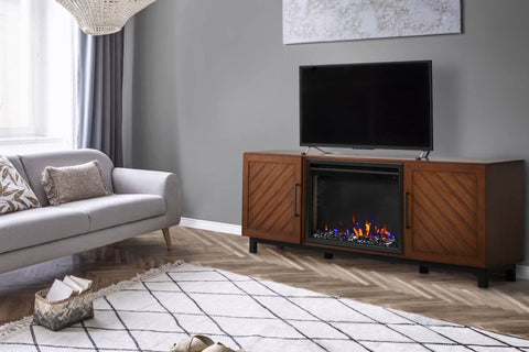 Image of Napoleon Bella Media Console in Walnut | Cineview 26'' Electric Firebox