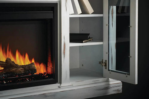 Image of Napoleon Charlotte Media Console in White&Cherry | Cineview 30'' Electric Firebox