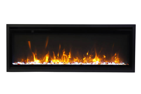 Image of Amantii Symmetry 50 inch Xtra Slim Fully Recessed Wall Mount Linear Electric Fireplace SYM-50-XTRASLIM SYM-SLIM-50