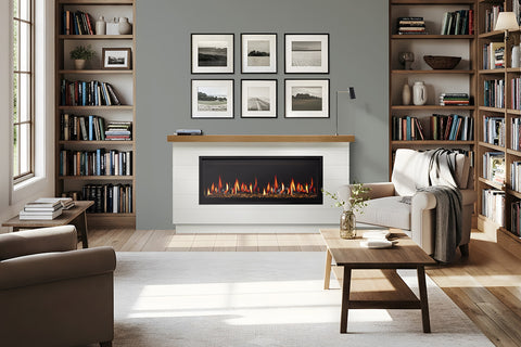 Image of SimpliFire Boyd 78 inch Modern Farmhouse Mantel Package with Allusion Edge Electric Fireplace
