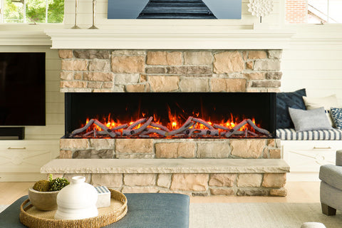 Image of Amantii Tru View Slim 30-inch 3-Sided View Built In Indoor & Outdoor Electric Fireplace with Heater | 30-TRV-SLIM