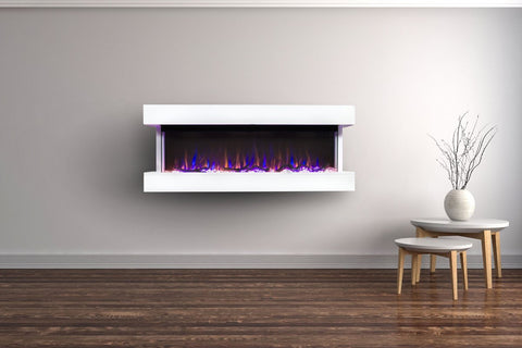 Image of Touchstone Chesmont Smart 50 inch Wall Mount 3-sided Electric Fireplace White | 80033