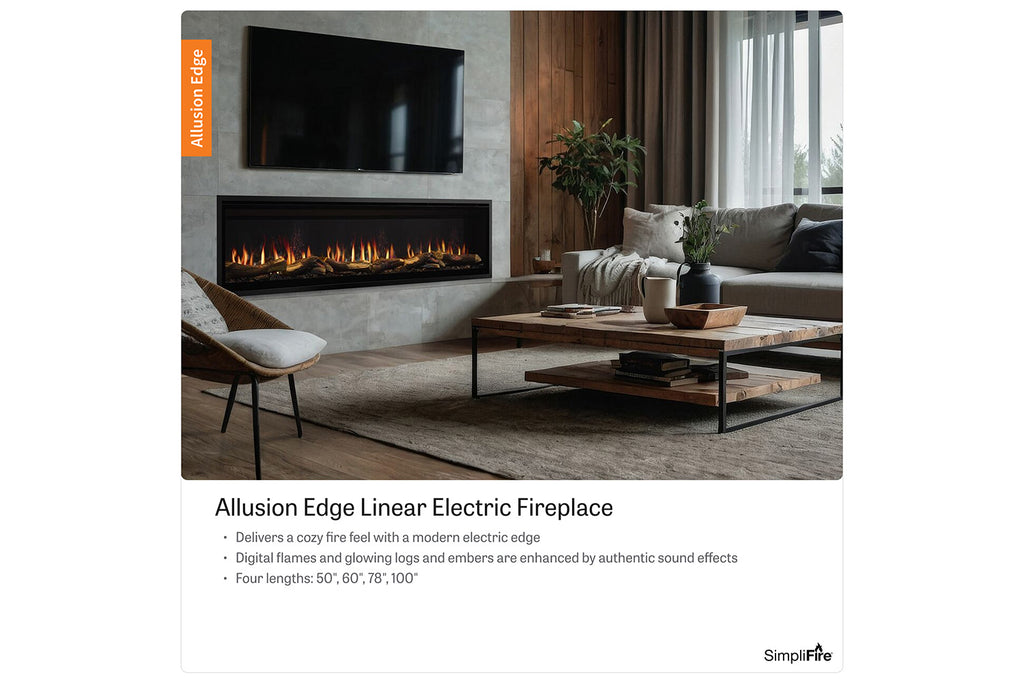 SimpliFire Allusion Edge Smart Virtual Digital Electric Fireplace Product Description