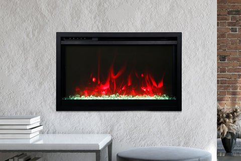 Image of Amantii Traditional Extra Slim 26-Inch Built-In Electric Firebox Insert | Electric Fireplace Heater | TRD-26-XS | Electric Fireplaces Depot