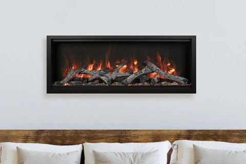 Image of Amantii Symmetry 60'' Built In Fully Recessed Flush Mount Linear Indoor & Outdoor Electric Fireplace | Extra Tall Deep | SYM-60-XT | Electric Fireplaces Depot