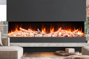 Amantii Tru View Bespoke 85-inch 3-Sided View Built In Indoor Outdoor Smart Electric Fireplace -TRV-85-BESPOKE