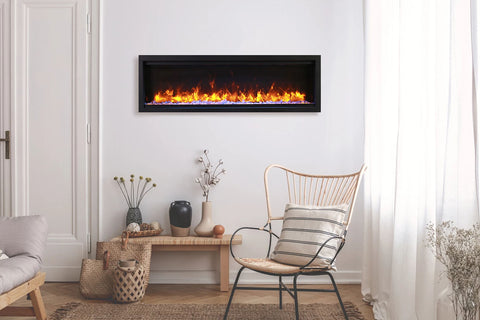 Image of Amantii Symmetry Lumina 60 inch Built In Fully Recessed Wall Mount Indoor Outdoor Smart Electric Fireplace SYM-60-LUMINA