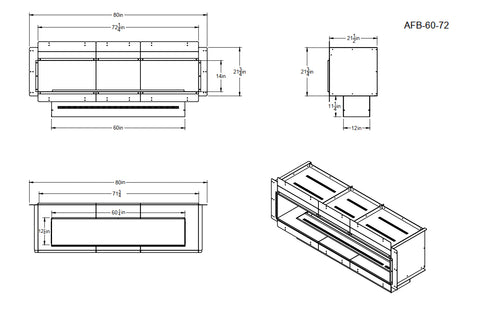 Image of AquafireBox for Aquafire Water Vapor Fireplace - Modular Built In Enclosure AFB-20-32 AFB-40-52 AFB-60-72