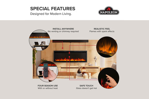 Image of Napoleon Astound SlimMount Smart Wall Mount Recessed Slim Linear Electric Fireplace