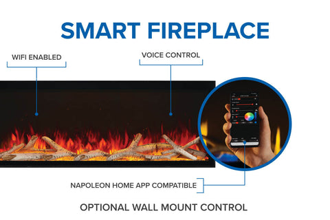 Image of Napoleon Astound 74" FlexMount Smart Multi-Side Wall Mount | Recessed Electric Fireplace