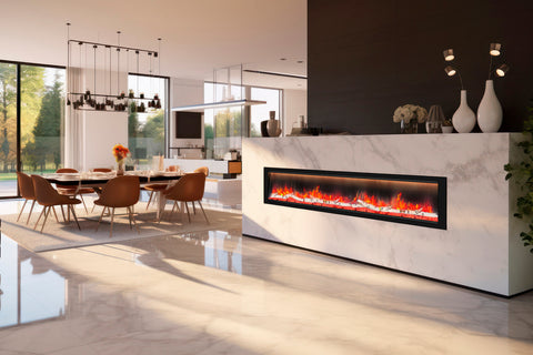 Image of Dynasty Allegro 82 inch Smart Linear Recessed Built in Electric Fireplace | DY-BFM82 | WiFi Dynasty Fireplaces